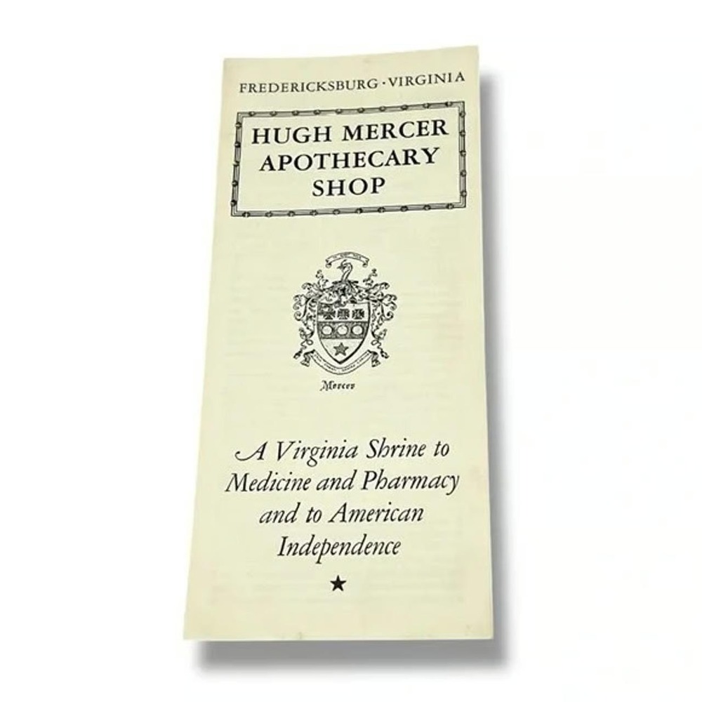Hugh Mercer Apothecary Shop Fredericksburg Virginia Vintage Brochure BX